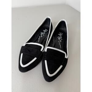 Alice + Olivia Black White Contrast Suede Pointed Toe Loafers Flats Shoes 8.5/39